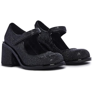 Dolls Kill Desire Me Rhinestone Mary Janes by Sugar Thrillz – Pumps with Sparkling Rhinestones, Block Heels, and Hook-and-Loop Closure, Perfect for Parties and Nights Out(Black)