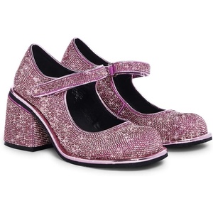 Dolls Kill Desire Me Rhinestone Mary Janes by Sugar Thrillz – Pumps with Sparkling Rhinestones, Block Heels, and Hook-and-Loop Closure, Perfect for Parties and Nights Out(Pink)