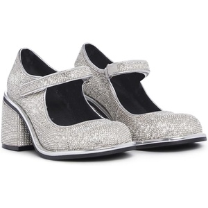 Dolls Kill Desire Me Rhinestone Mary Janes by Sugar Thrillz – Pumps with Sparkling Rhinestones, Block Heels, and Hook-and-Loop Closure, Perfect for Parties and Nights Out(Silver)