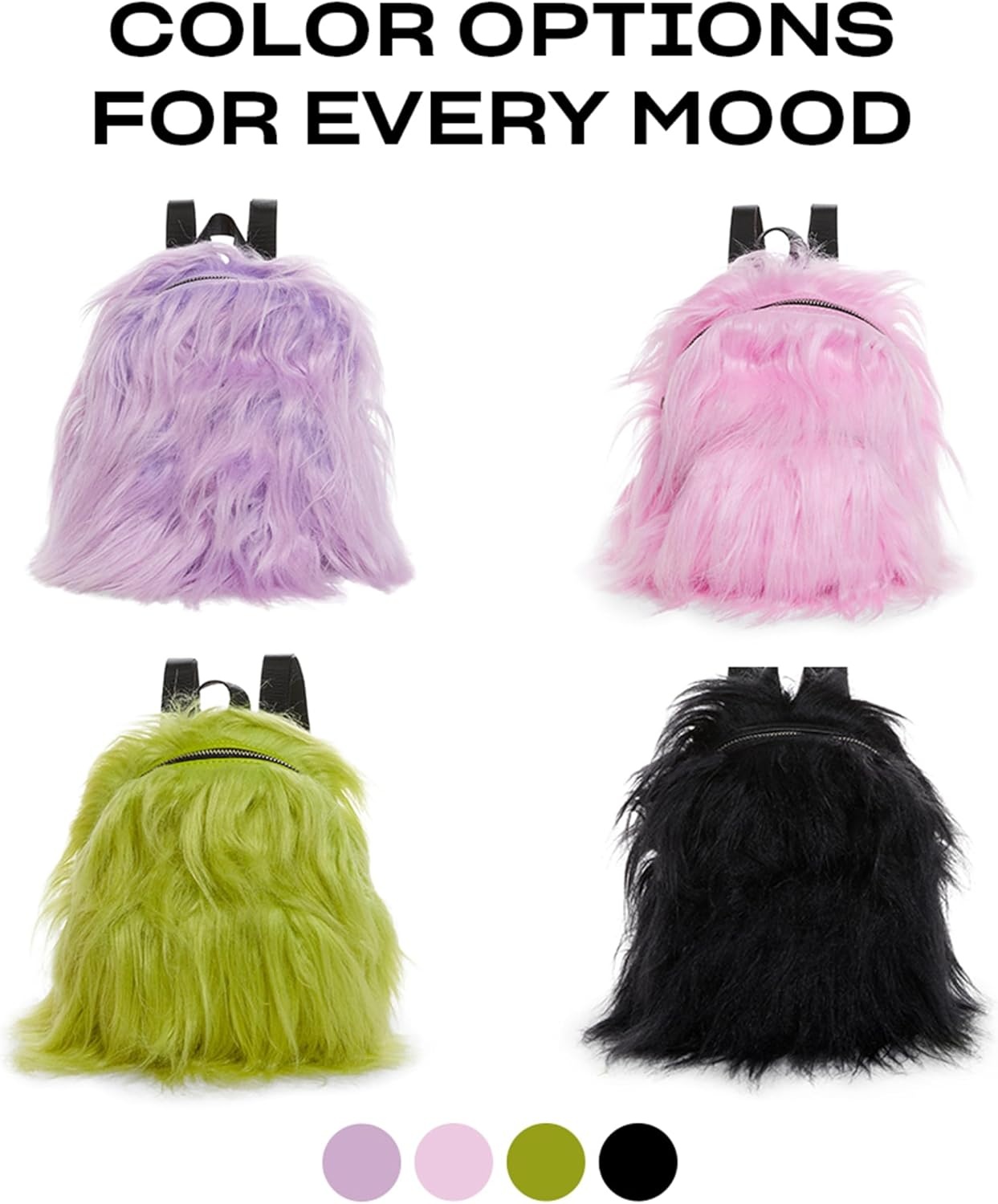 image:imageDolls Kill Case Of The Grumpies Fuzzy Backpack by Current Mood Cute Faux Fur Bag with Adjustable Straps Black