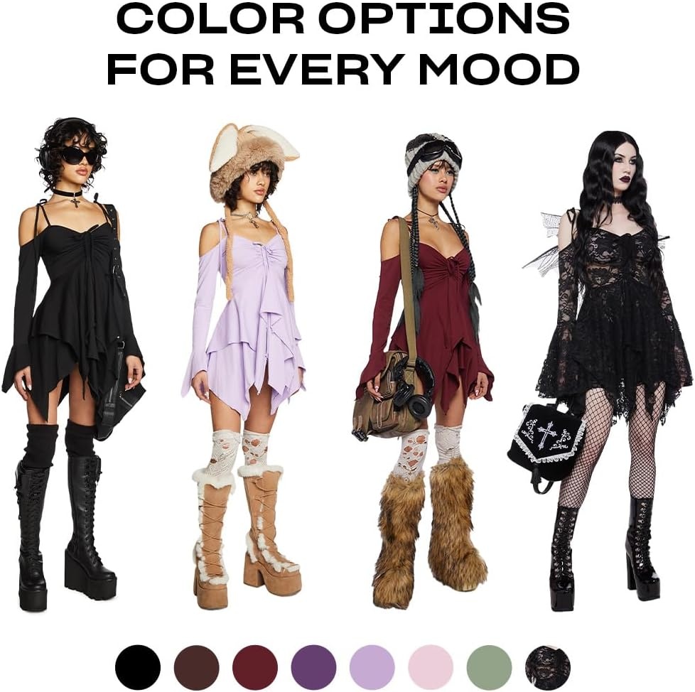 image:imageDolls Kill F is for Fairies Dress by Current Mood Fairycore Mini Dress with OffShoulder Sleeves Tie Straps and Ruched BustBlack