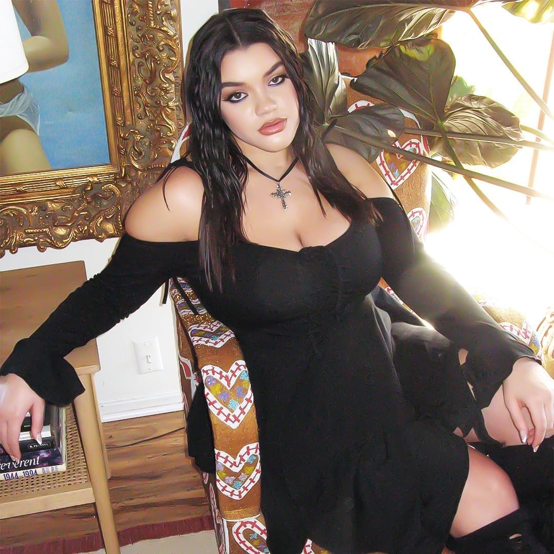 image:imageDolls Kill F is for Fairies Dress by Current Mood Fairycore Mini Dress with OffShoulder Sleeves Tie Straps and Ruched BustBrown