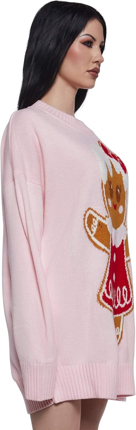image:imageDolls Kill Family Fables Oversized Sweater Gingerbread Girl Graphic Knit Holiday PulloverGingerbread