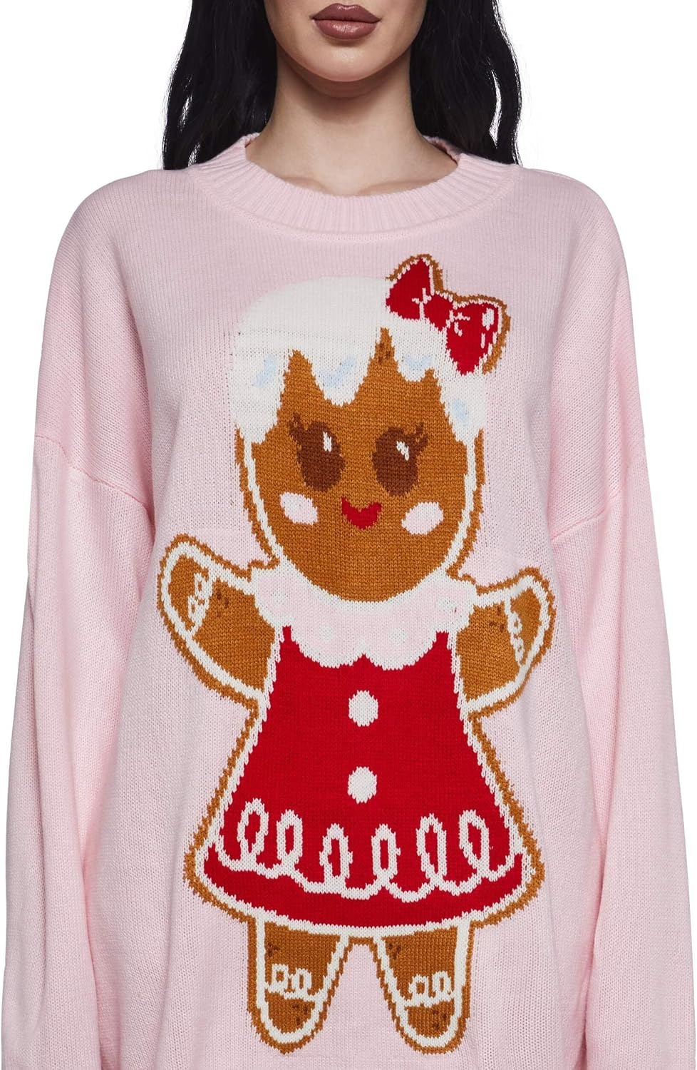 image:imageDolls Kill Family Fables Oversized Sweater Gingerbread Girl Graphic Knit Holiday PulloverGingerbread