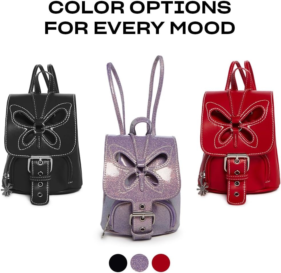 image:imageDolls Kill Feeling Good Butterfly Backpack by Delias For Adults Vegan Leather Bag With CutOut Butterfly Design and Adjustable Straps Black