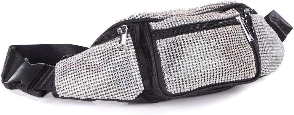 image:imageDolls Kill Gimme The Loot Rhinestone Fanny Pack by Poster Grl Sparkly Waist Bag with Adjustable Strap Front Pocket and Zipper Closures