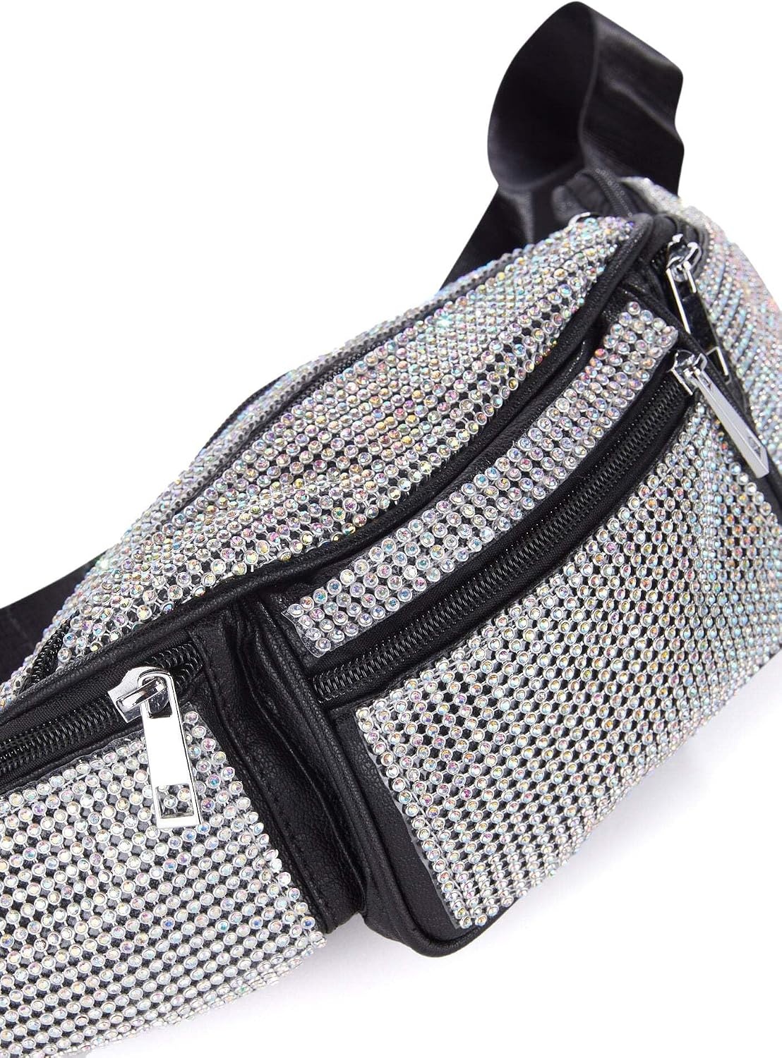 image:imageDolls Kill Gimme The Loot Rhinestone Fanny Pack by Poster Grl Sparkly Waist Bag with Adjustable Strap Front Pocket and Zipper Closures