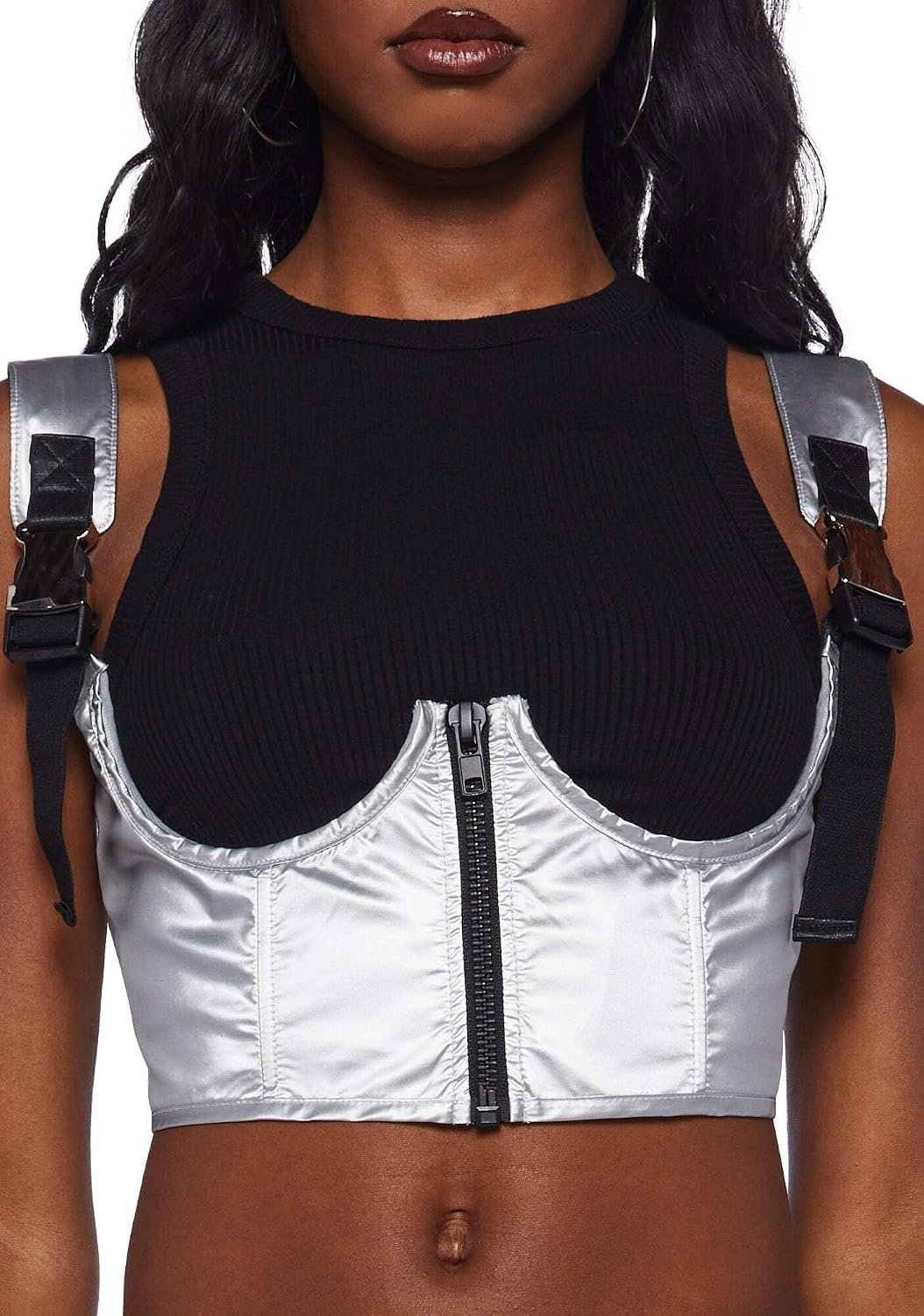 image:imageDolls Kill My Type Underbust Corset by Poster Grl Vegan Leather Dress With Structured Boning Perfect for Edgy Fashion