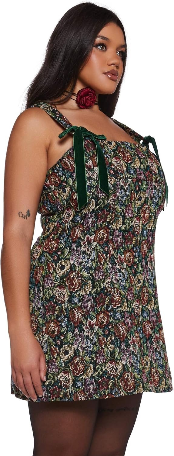 image:imageDolls Kill Pixie Stardust Mini Dress by Current Mood Taffeta Dress with Fit and Flare SilhouetteJacquard