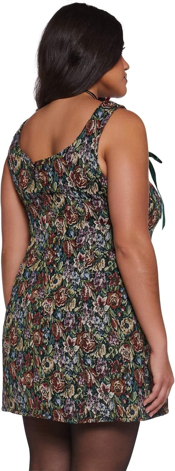 image:imageDolls Kill Pixie Stardust Mini Dress by Current Mood Taffeta Dress with Fit and Flare SilhouetteJacquard
