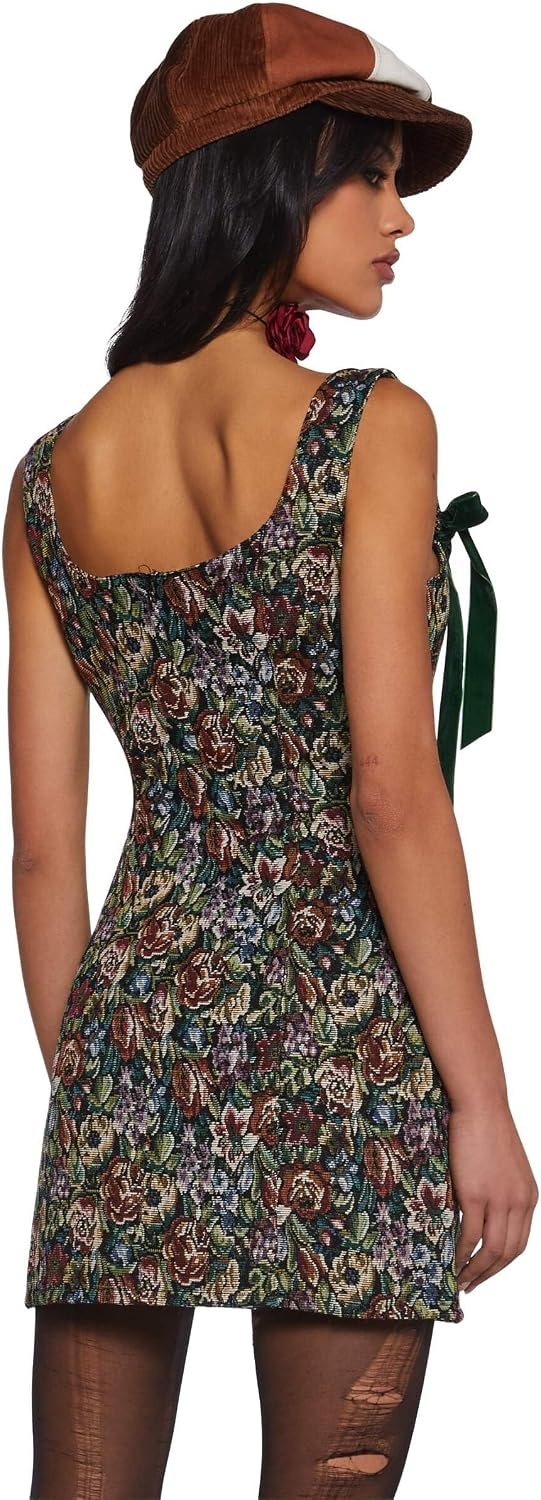 image:imageDolls Kill Pixie Stardust Mini Dress by Current Mood Taffeta Dress with Fit and Flare SilhouetteJacquard