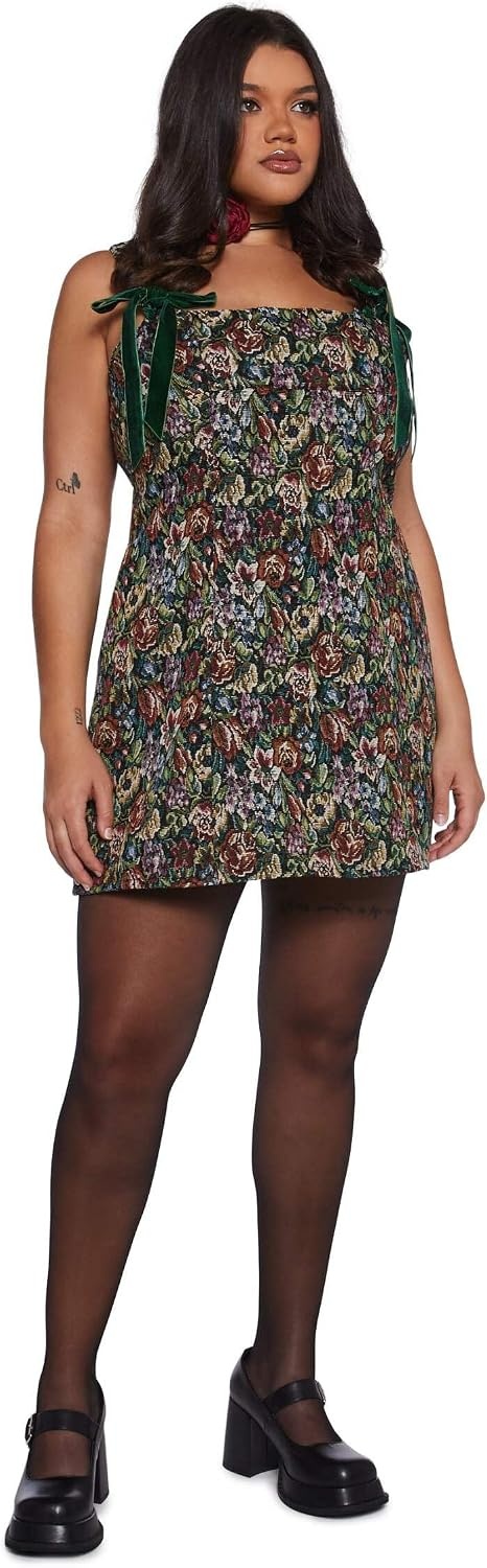 image:imageDolls Kill Pixie Stardust Mini Dress by Current Mood Taffeta Dress with Fit and Flare SilhouetteJacquard