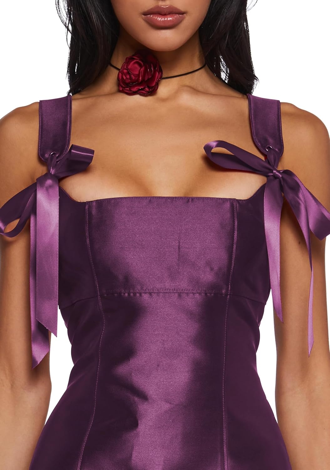 image:imageDolls Kill Pixie Stardust Mini Dress by Current Mood Taffeta Dress with Fit and Flare SilhouettePurple