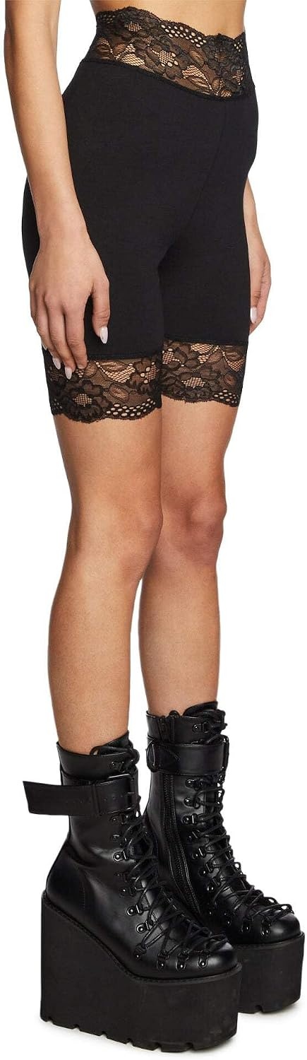 image:imageDolls Kill Rumor Romance Biker Shorts by Current Mood High Waist Bodycon Biker Shorts for Edgy and Feminine StyleBlack