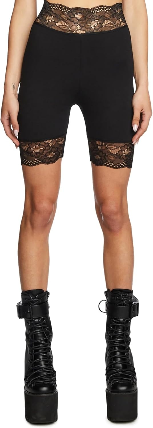 image:imageDolls Kill Rumor Romance Biker Shorts by Current Mood High Waist Bodycon Biker Shorts for Edgy and Feminine StyleBlack