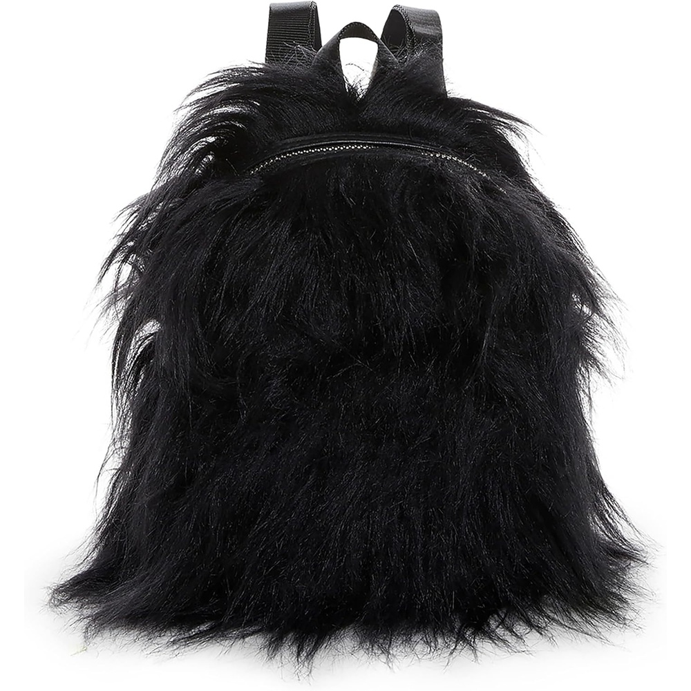 image:imageDolls Kill Case Of The Grumpies Fuzzy Backpack by Current Mood Cute Faux Fur Bag with Adjustable Straps Black