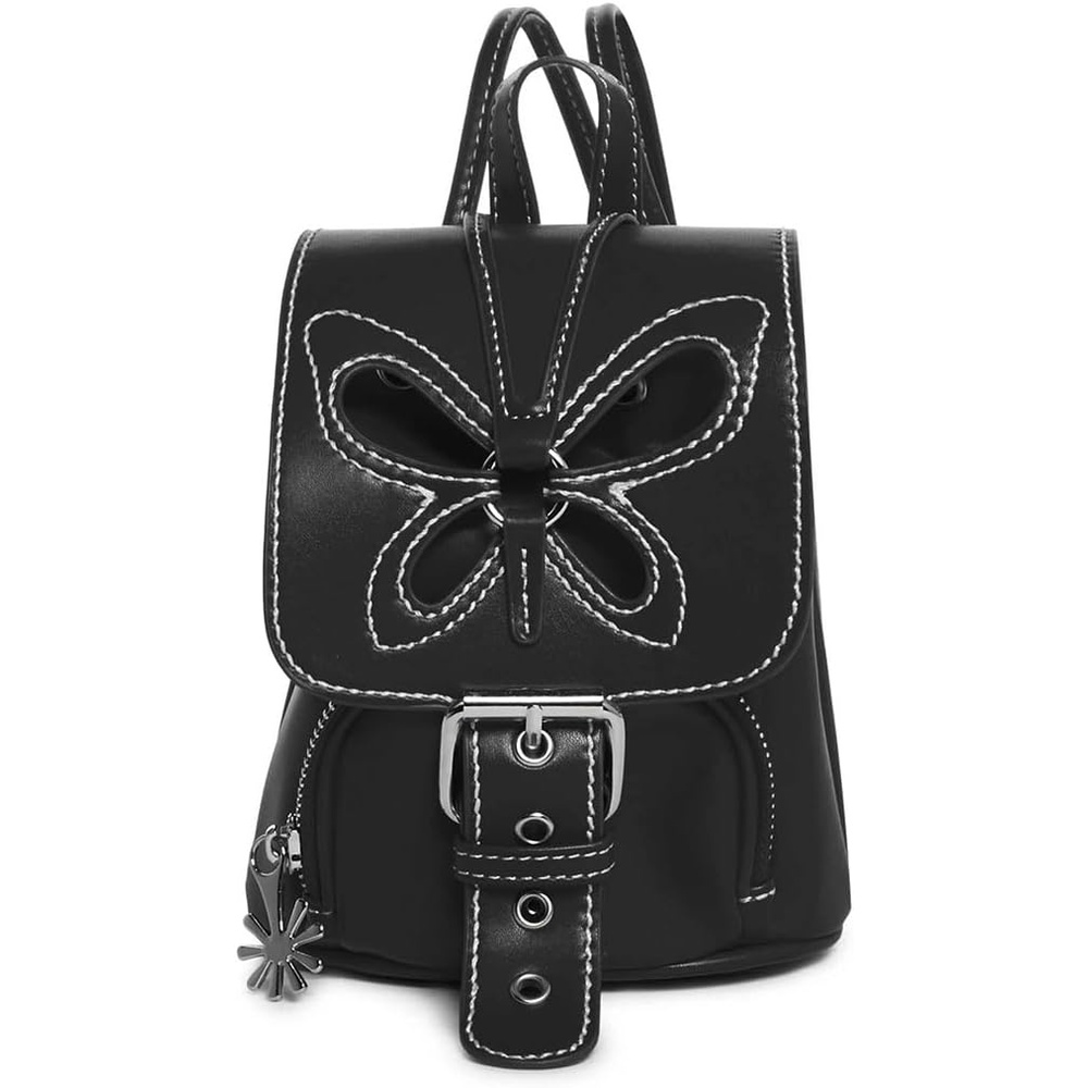 image:imageDolls Kill Feeling Good Butterfly Backpack by Delias For Adults  Vegan Leather Bag With CutOut Butterfly Design and Adjustable Straps  Black