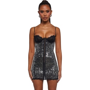 Dolls Kill Captivating Gazes Slip Dress by Current Mood | Mesh Slip Dress with Lace Trim, Underwire Bust, Structured Boning, Hook-and-Eye Front, and Mini Silhouette(Silver)