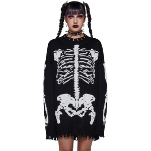 Dolls Kill Fractured Fate Skeleton Sweater by Trickz N’ Treatz – Cozy Oversized Sweater with Skeleton Graphics