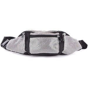 Dolls Kill Gimme The Loot Rhinestone Fanny Pack by Poster Grl | Sparkly Waist Bag with Adjustable Strap, Front Pocket, and Zipper Closures