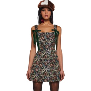 Dolls Kill Pixie Stardust Mini Dress by Current Mood – Taffeta Dress with Fit and Flare Silhouette(Jacquard)