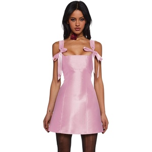 Dolls Kill Pixie Stardust Mini Dress by Current Mood – Taffeta Dress with Fit and Flare Silhouette(Pink)