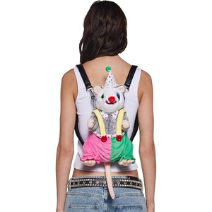 Dolls Kill Possum Star Plush Backpack by Club Exx | Possum-Shaped Plush Backpack with Clown Hat, Embroidered Details, Zipper Closure, and Removable Adjustable Straps