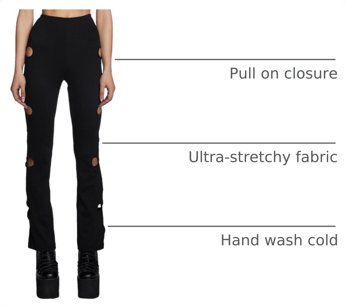image:imageDolls Kill Star Child CutOut Pants by Club Exx Black CutOut Flare Pants with Stretch FitBlack