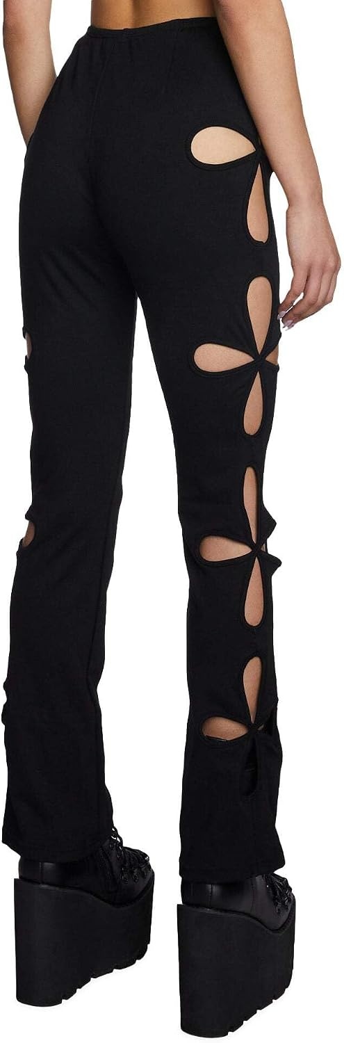image:imageDolls Kill Star Child CutOut Pants by Club Exx Black CutOut Flare Pants with Stretch FitBlack