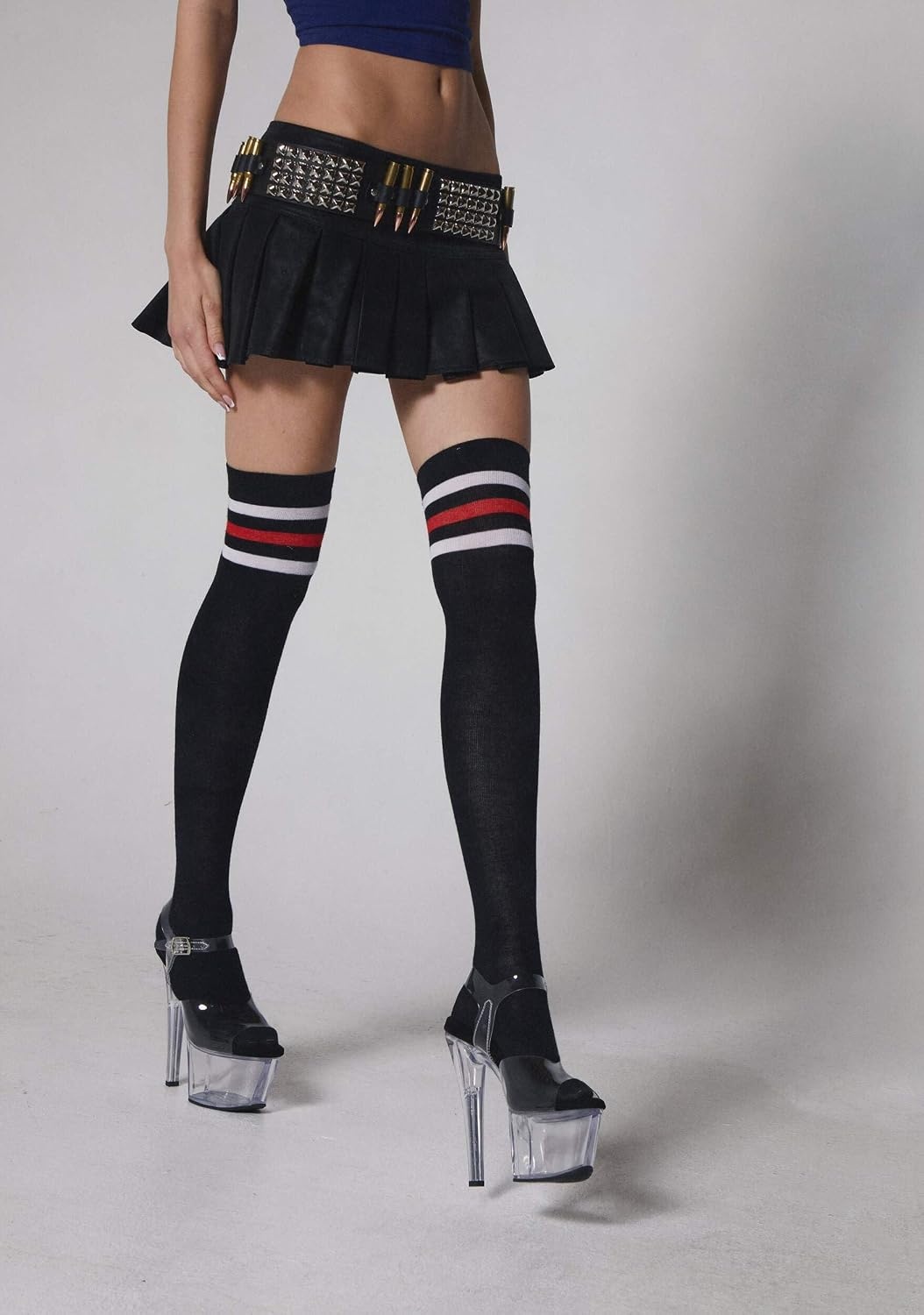image:imageDolls Kill Viral Takeover Mini Skirt by Poster GRL Vegan Leather Pleated Skirt with Adjustable Buckle BeltBlack
