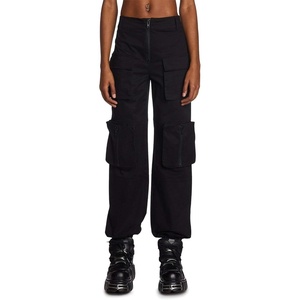 Dolls Kill Get Real Cargo Pants by Poster GRL – High-Waisted Relaxed Fit Utility Pants(Black)