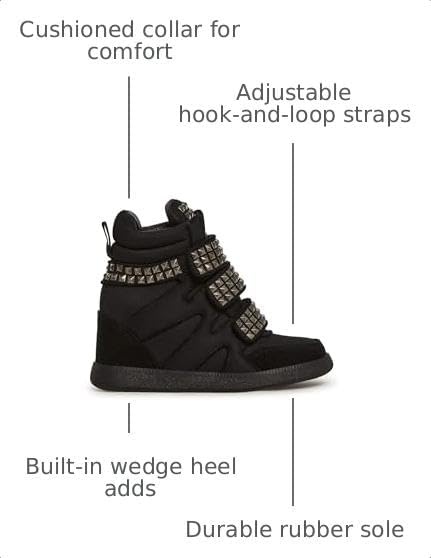 image:imageDolls Kill Ambient Wedge Sneakers with Studs by Darker WAVS Womens Suede Platform Sneakers with HookandLoop StrapsBlack
