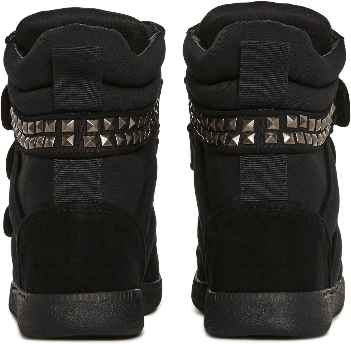 image:imageDolls Kill Ambient Wedge Sneakers with Studs by Darker WAVS Womens Suede Platform Sneakers with HookandLoop StrapsBlack