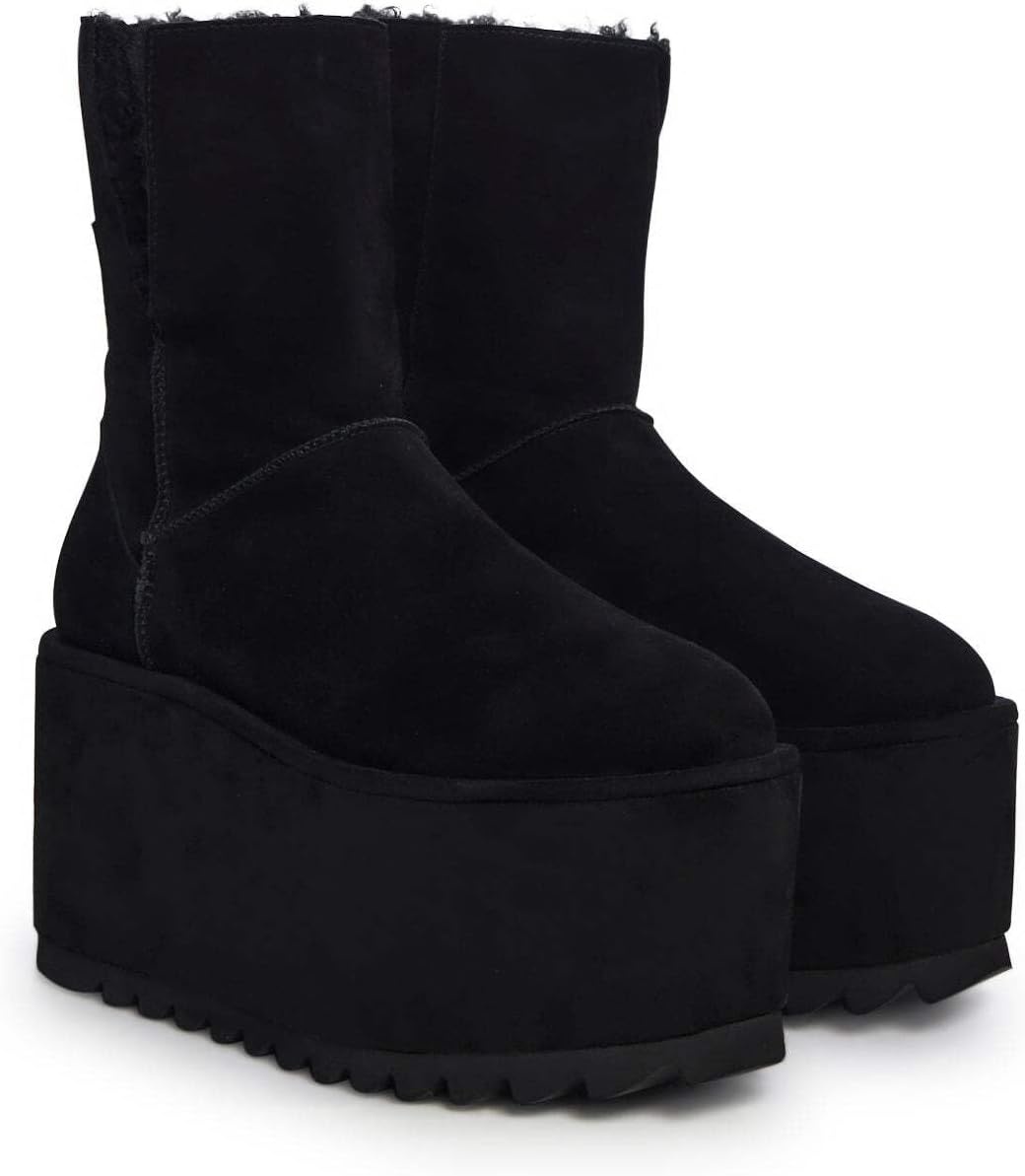 image:imageDolls Kill Atmosphere Fleece Lined Suede Platform Boots by DARKER WAVS Winter Boots with Cozy Fleece amp TreadBlack