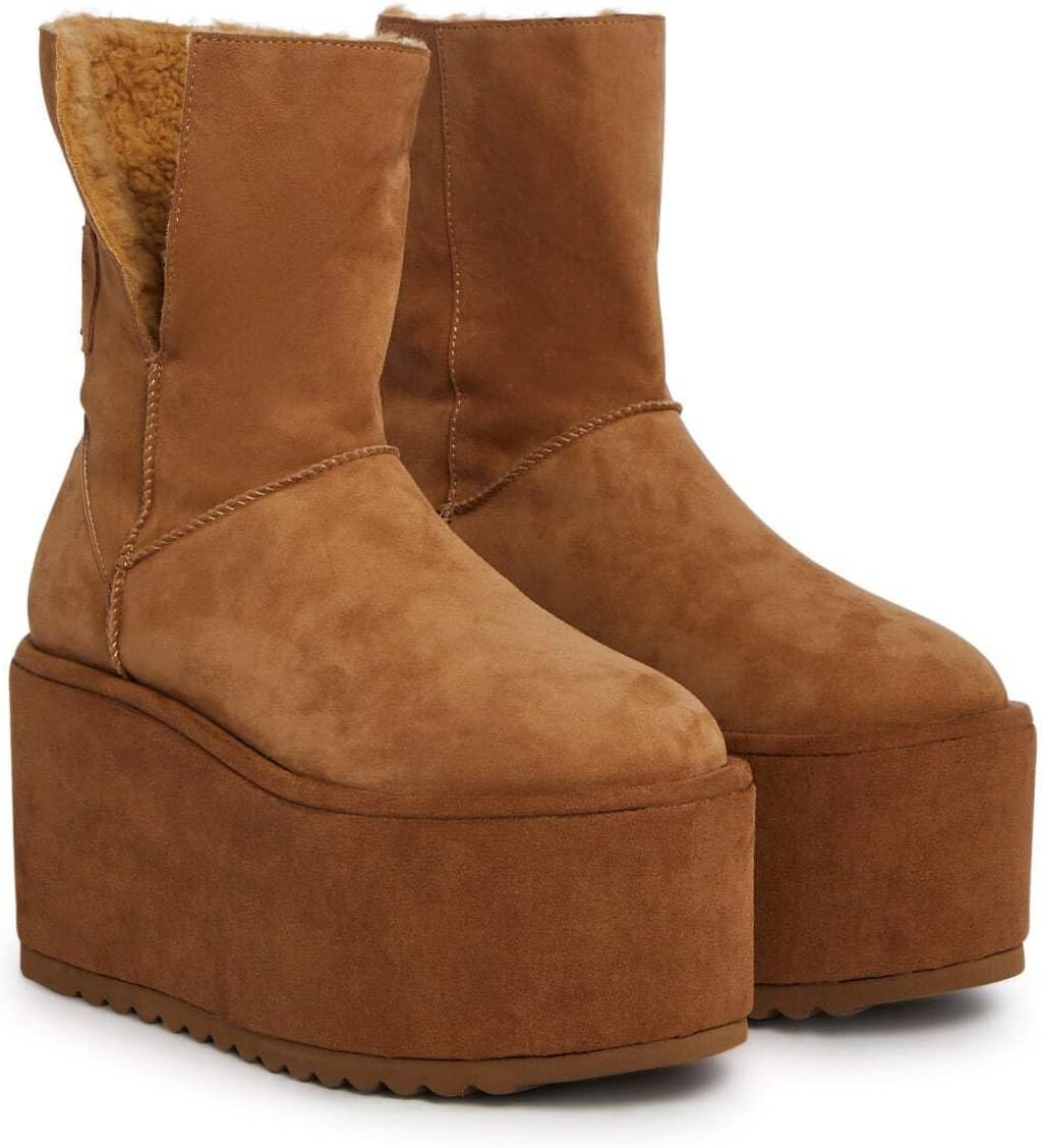 image:imageDolls Kill Atmosphere Fleece Lined Suede Platform Boots by DARKER WAVS Winter Boots with Cozy Fleece amp TreadBrown