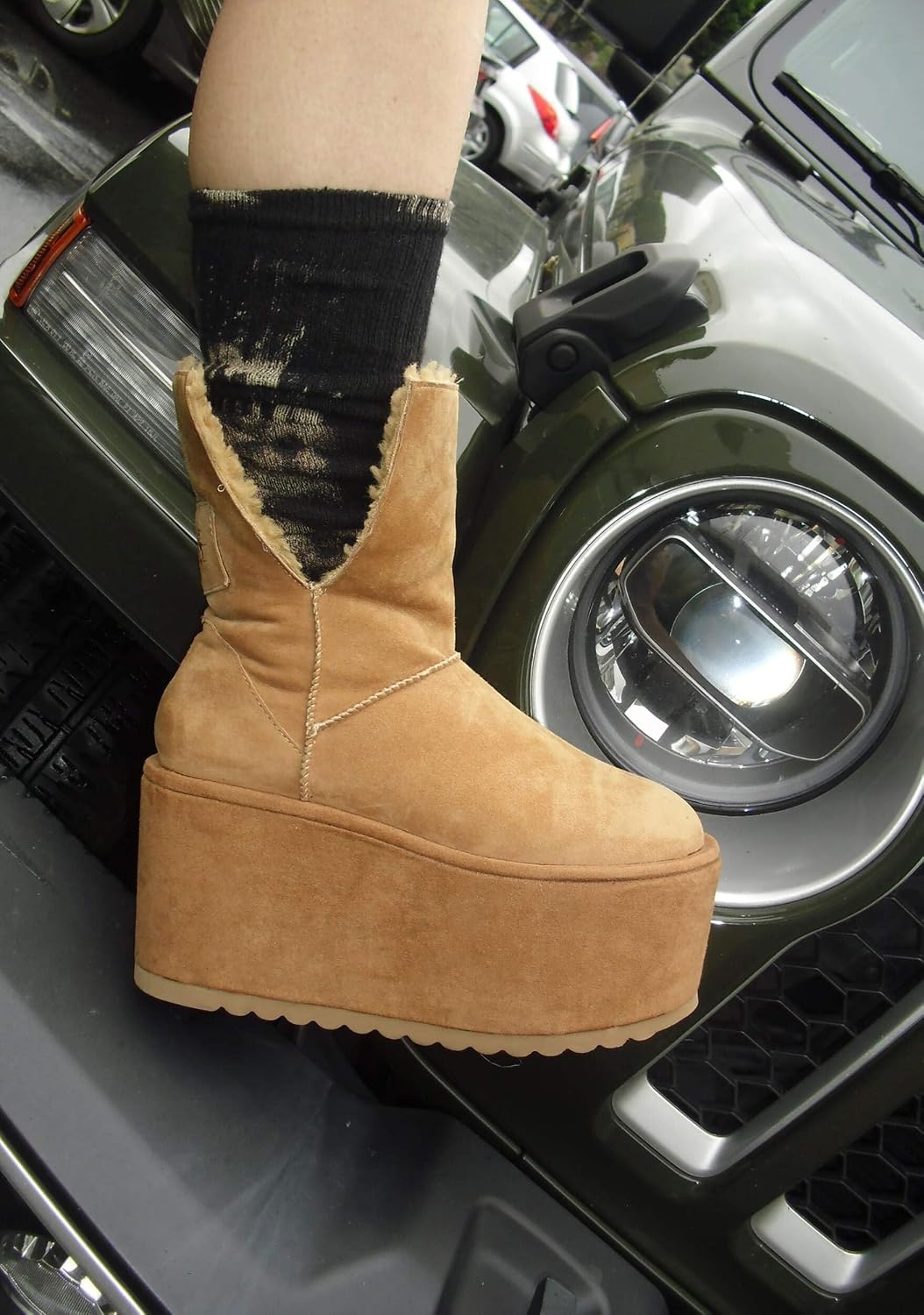 image:imageDolls Kill Atmosphere Fleece Lined Suede Platform Boots by DARKER WAVS Winter Boots with Cozy Fleece amp TreadBrown