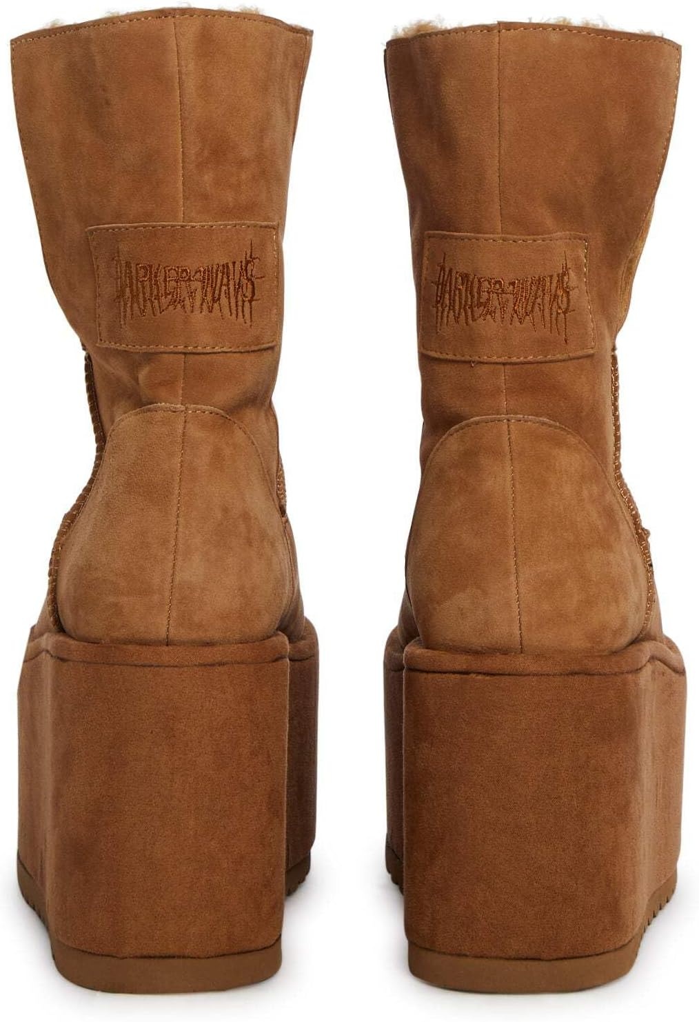 image:imageDolls Kill Atmosphere Fleece Lined Suede Platform Boots by DARKER WAVS Winter Boots with Cozy Fleece amp TreadBrown