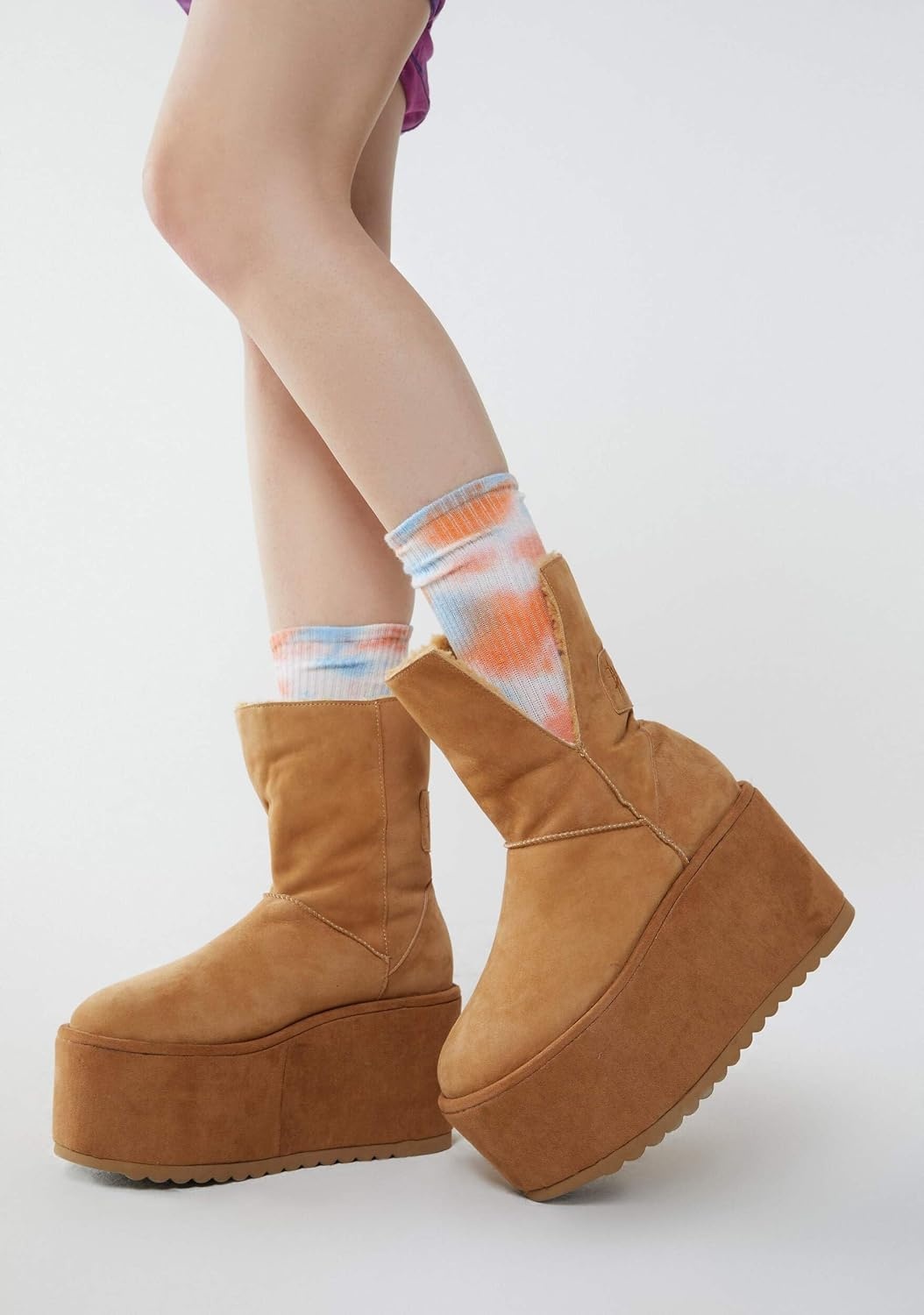 image:imageDolls Kill Atmosphere Fleece Lined Suede Platform Boots by DARKER WAVS Winter Boots with Cozy Fleece amp TreadBrown