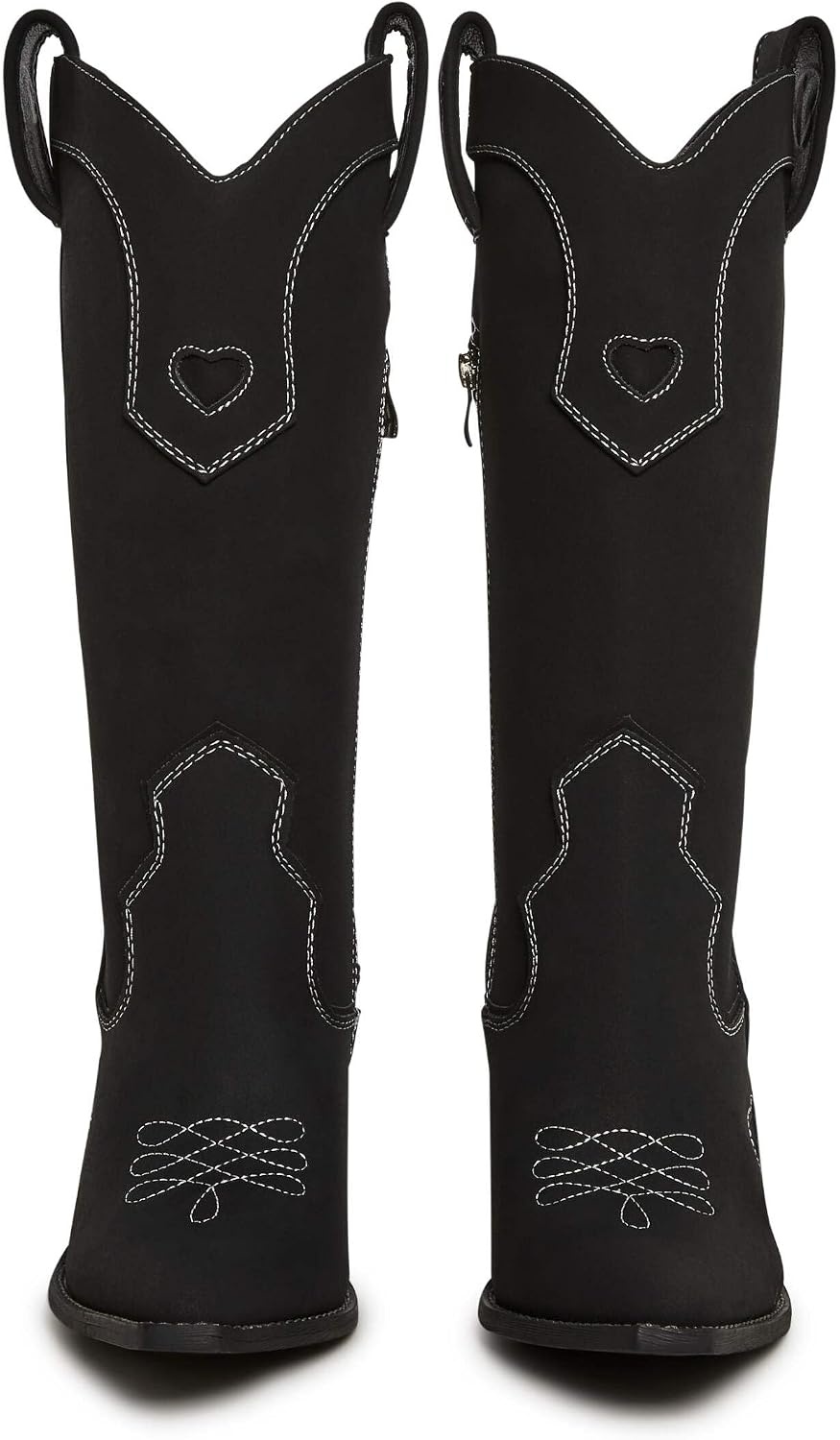 image:imageDolls Kill Basic Present Perfect Cowgirl Boot by Sugar Thrillz Womens MidCalf Western Heeled Boots with Heart StitchingBlack