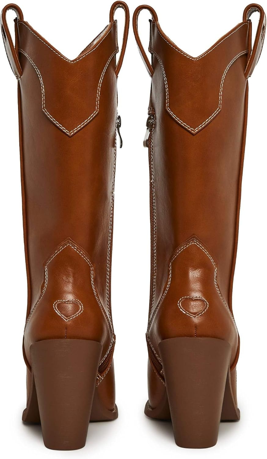 image:imageDolls Kill Basic Present Perfect Cowgirl Boot by Sugar Thrillz Womens MidCalf Western Heeled Boots with Heart StitchingLight Brown