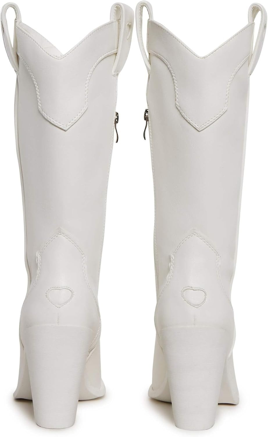image:imageDolls Kill Basic Present Perfect Cowgirl Boot by Sugar Thrillz Womens MidCalf Western Heeled Boots with Heart StitchingWhite