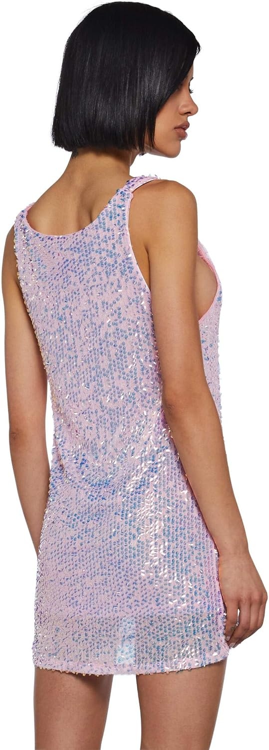 image:imageDolls Kill Celestial Gaze Mini Dress Holographic Sequin Ombre Shift DressOmbre Color Finish With a Holographic Sequined Construction