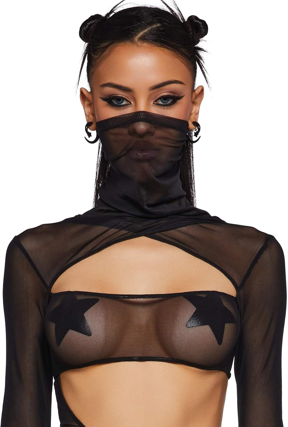 image:imageDolls Kill Dreamland Dancer Bodycon Dress Sheer Mesh CutOut Festival DressBlack