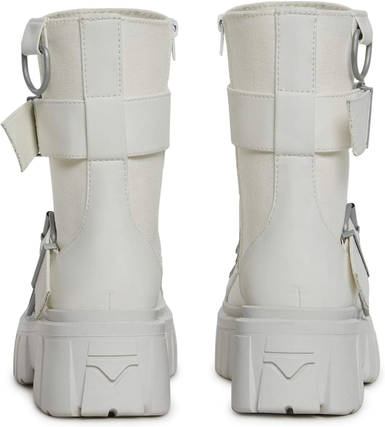 image:imageDolls Kill Low Traitor Boots by Club Exx Chunky Vegan Leather Boots with Buckles DRings amp Side ZipperWhite