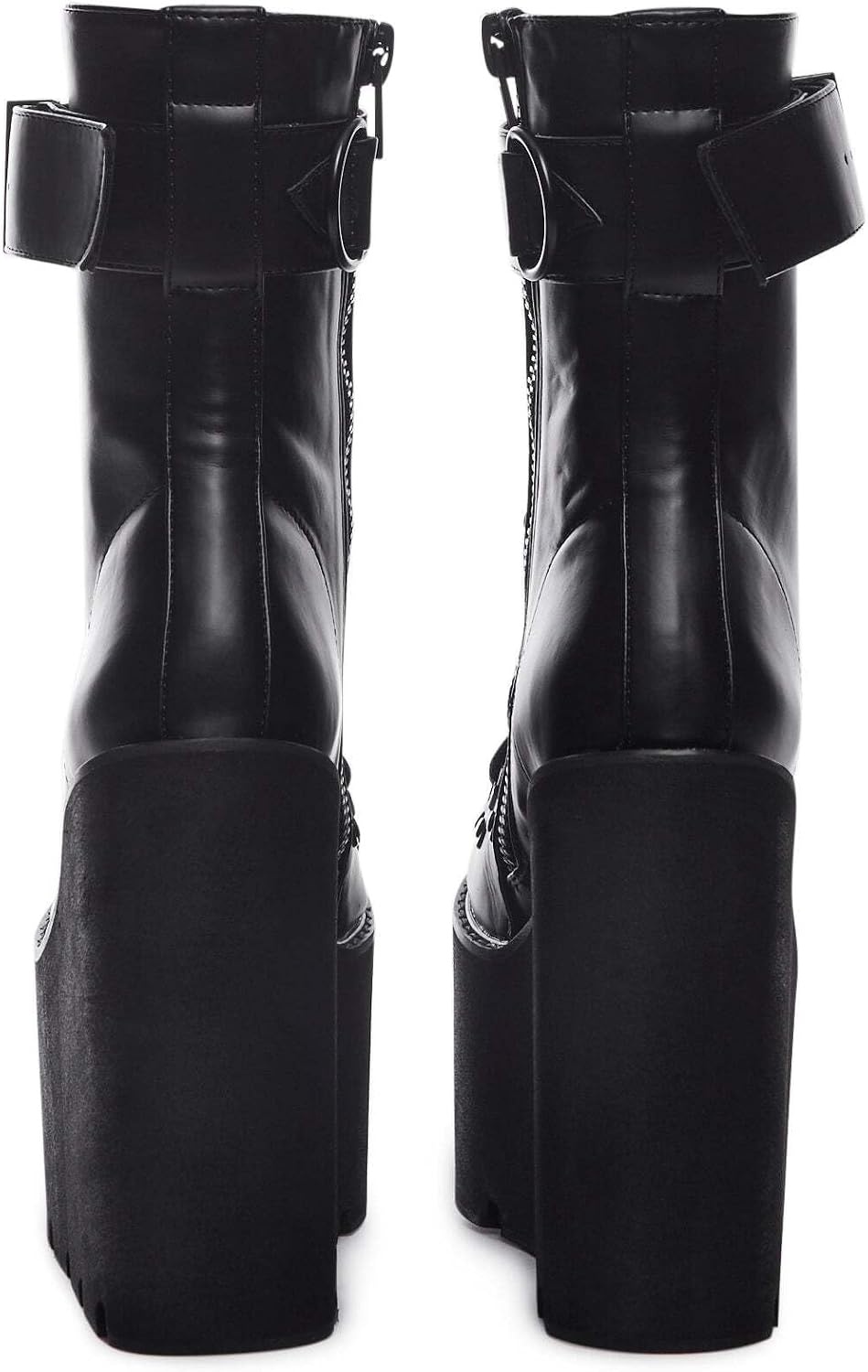 image:imageDolls Kill Traitor Boots by Current Mood Black Vegan Leather Platform Boots with Wedge Heels amp LaceUp DesignBlack