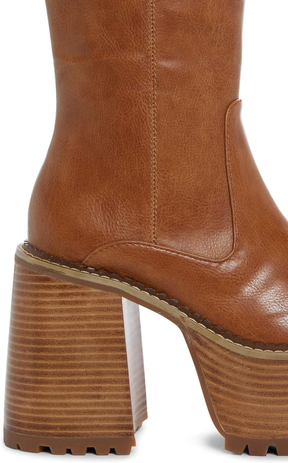 image:imageDolls Kill Vintage Soul Knee High Boots by Delias Womens Vegan Leather Platform Boots with Block HeelsBrown