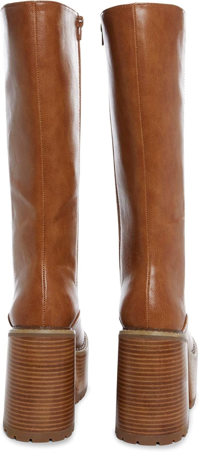 image:imageDolls Kill Vintage Soul Knee High Boots by Delias Womens Vegan Leather Platform Boots with Block HeelsBrown