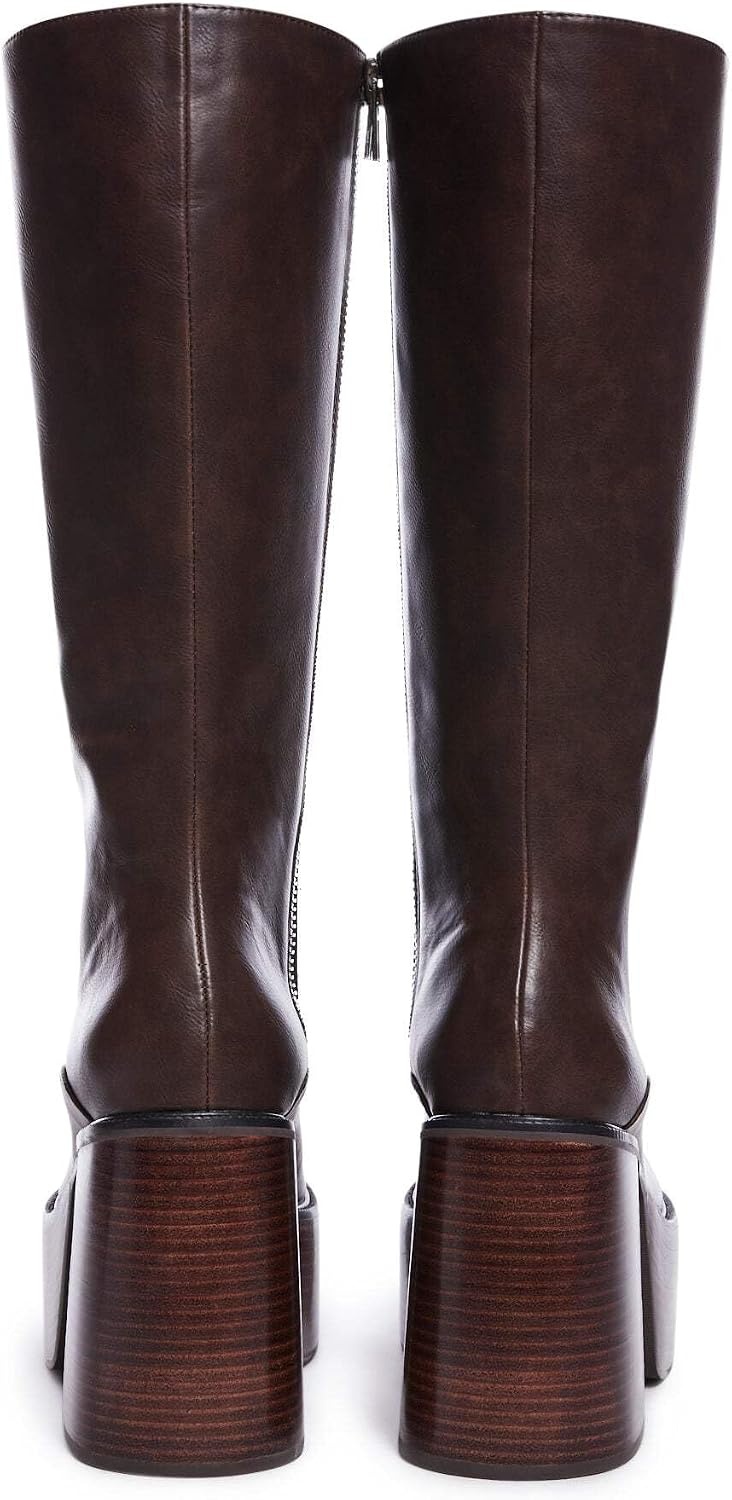 image:imageDolls Kill Vintage Soul Knee High Boots by Delias Womens Vegan Leather Platform Boots with Block HeelsChocolate