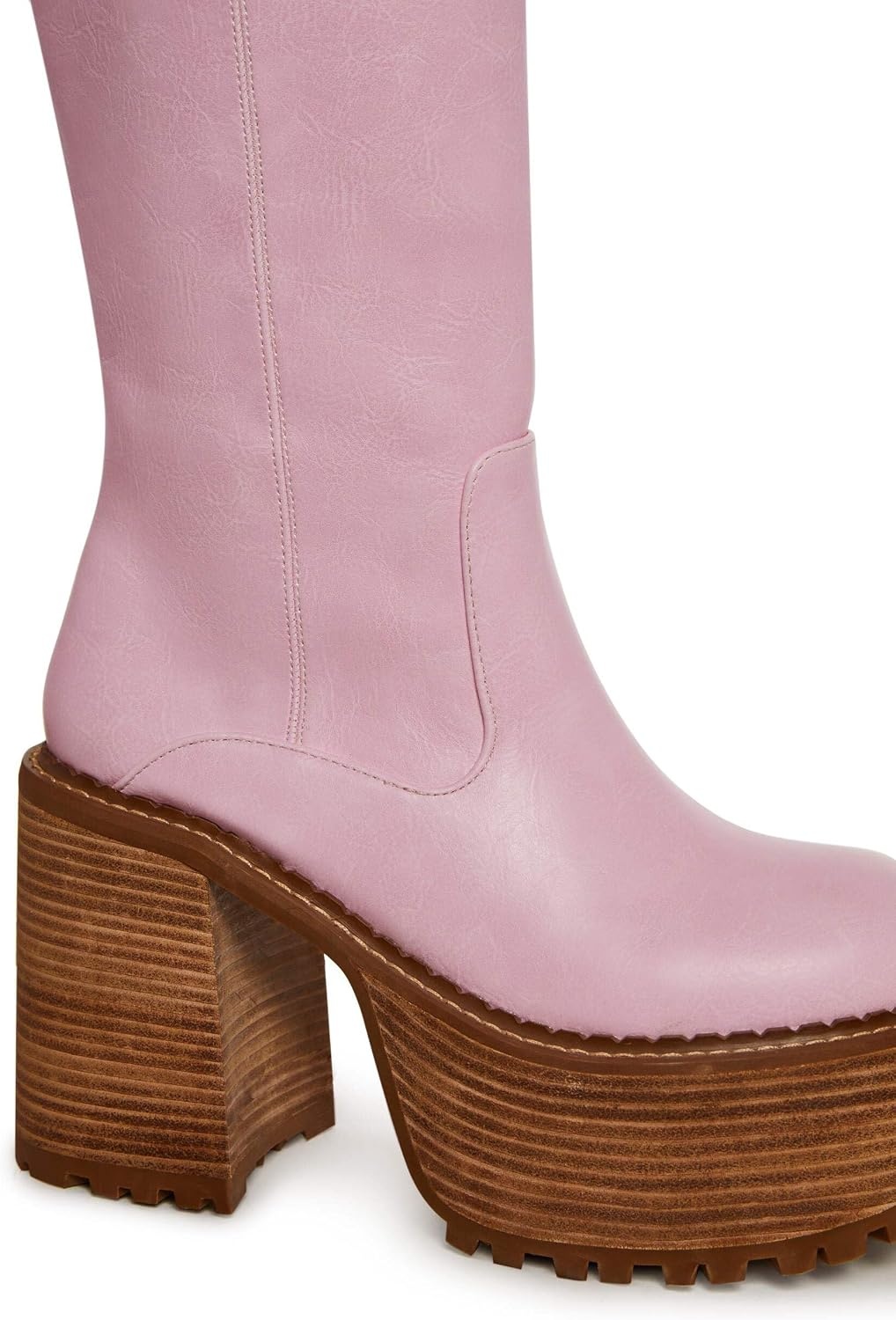 image:imageDolls Kill Vintage Soul Knee High Boots by Delias Womens Vegan Leather Platform Boots with Block HeelsPink