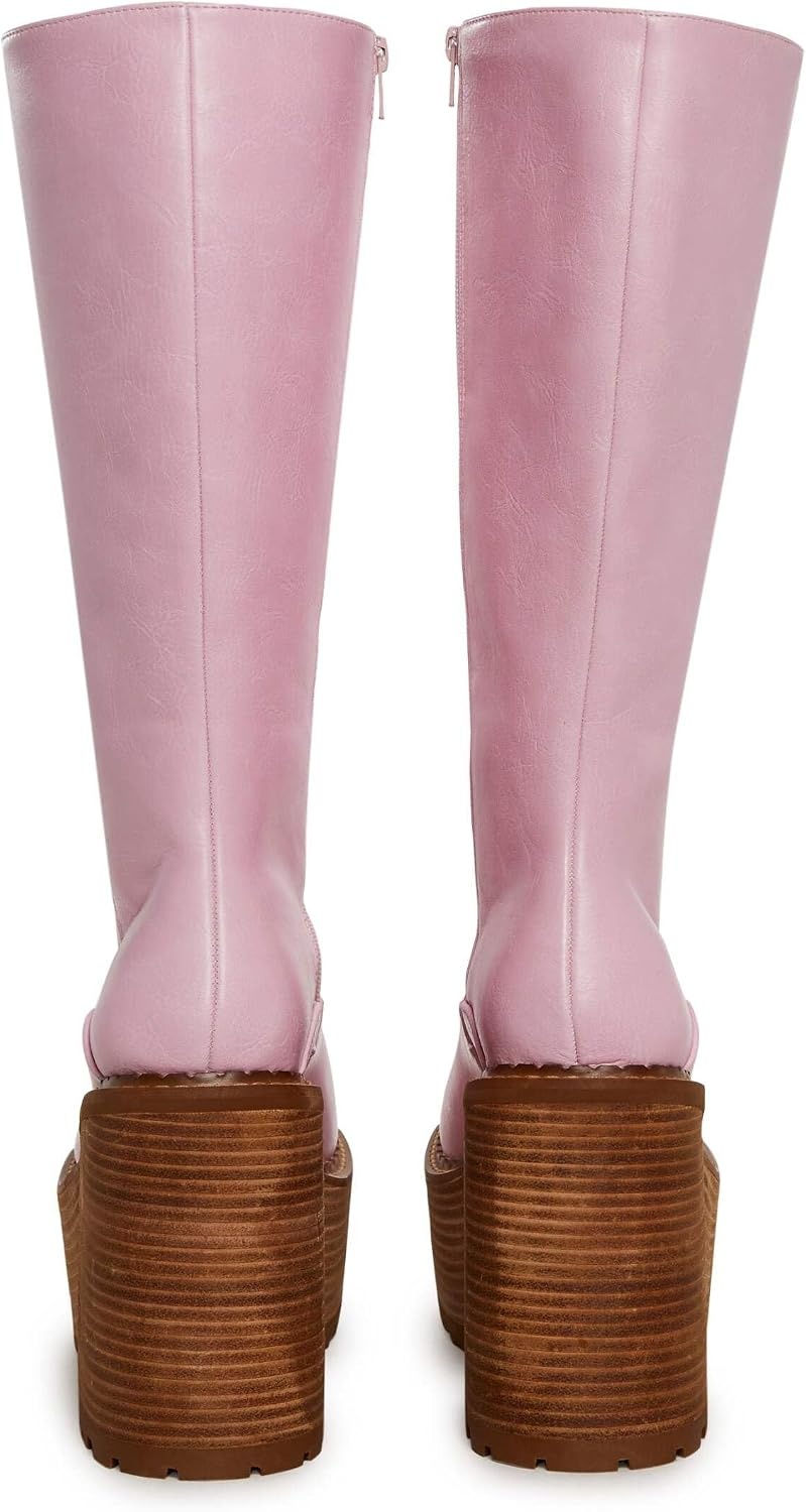 image:imageDolls Kill Vintage Soul Knee High Boots by Delias Womens Vegan Leather Platform Boots with Block HeelsPink
